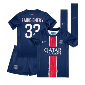 Paris Saint-Germain Warren Zaire-Emery #33 Dětské Domácí dres komplet 2024-25 Krátký Rukáv (+ trenýrky)